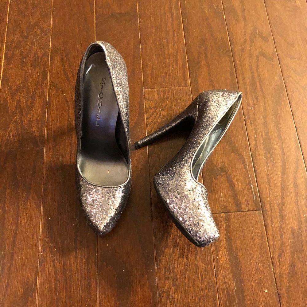 Silver sparkle heels